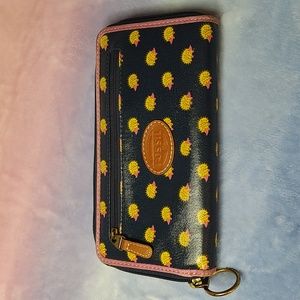 Fossil Zip Around Wallet 8" Featuring Small Hedgehogs